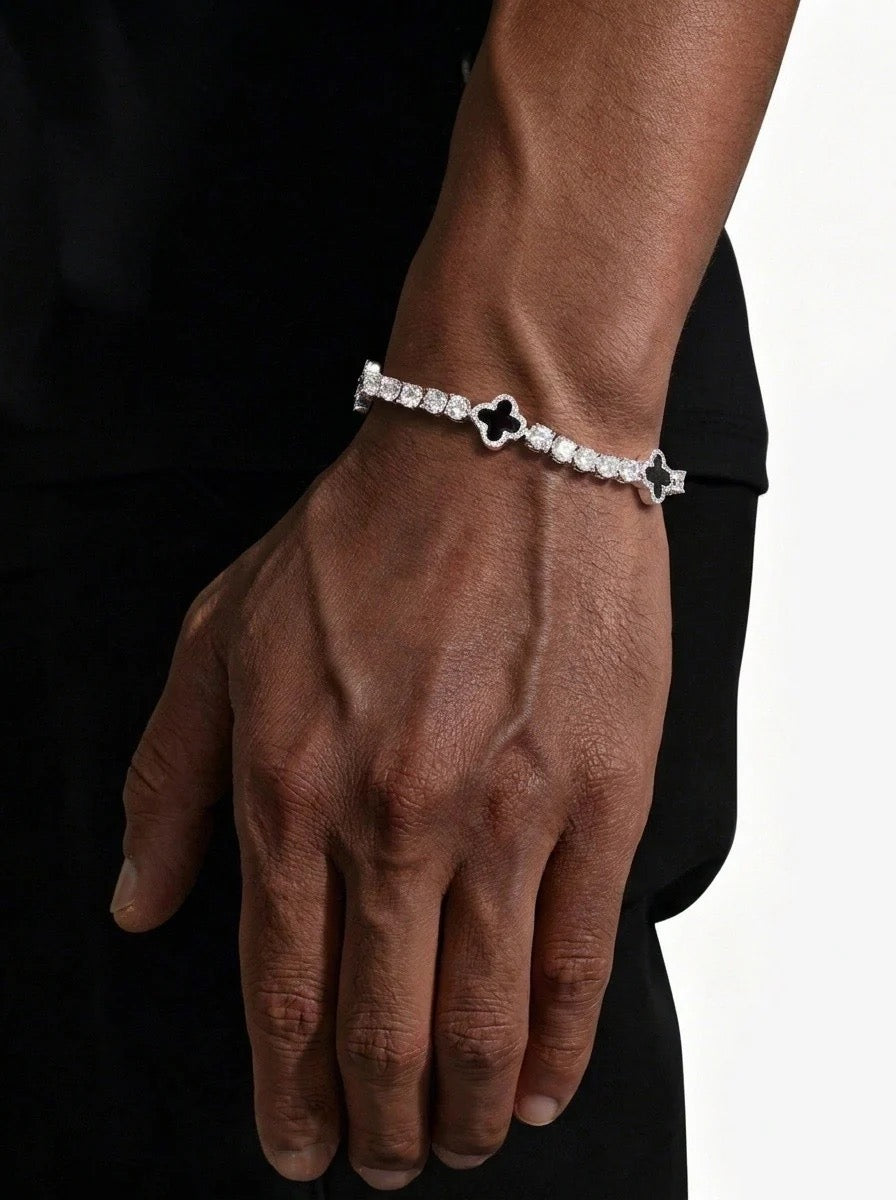 5MM AGATE MOISSANITE TENNIS BRACELET 14K GOLD