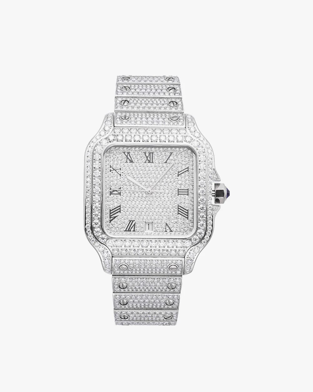 MEN'S VVS MOISSANITE WATCH | 42MM | 16CT BUST DOWN | 14K WHITE GOLD