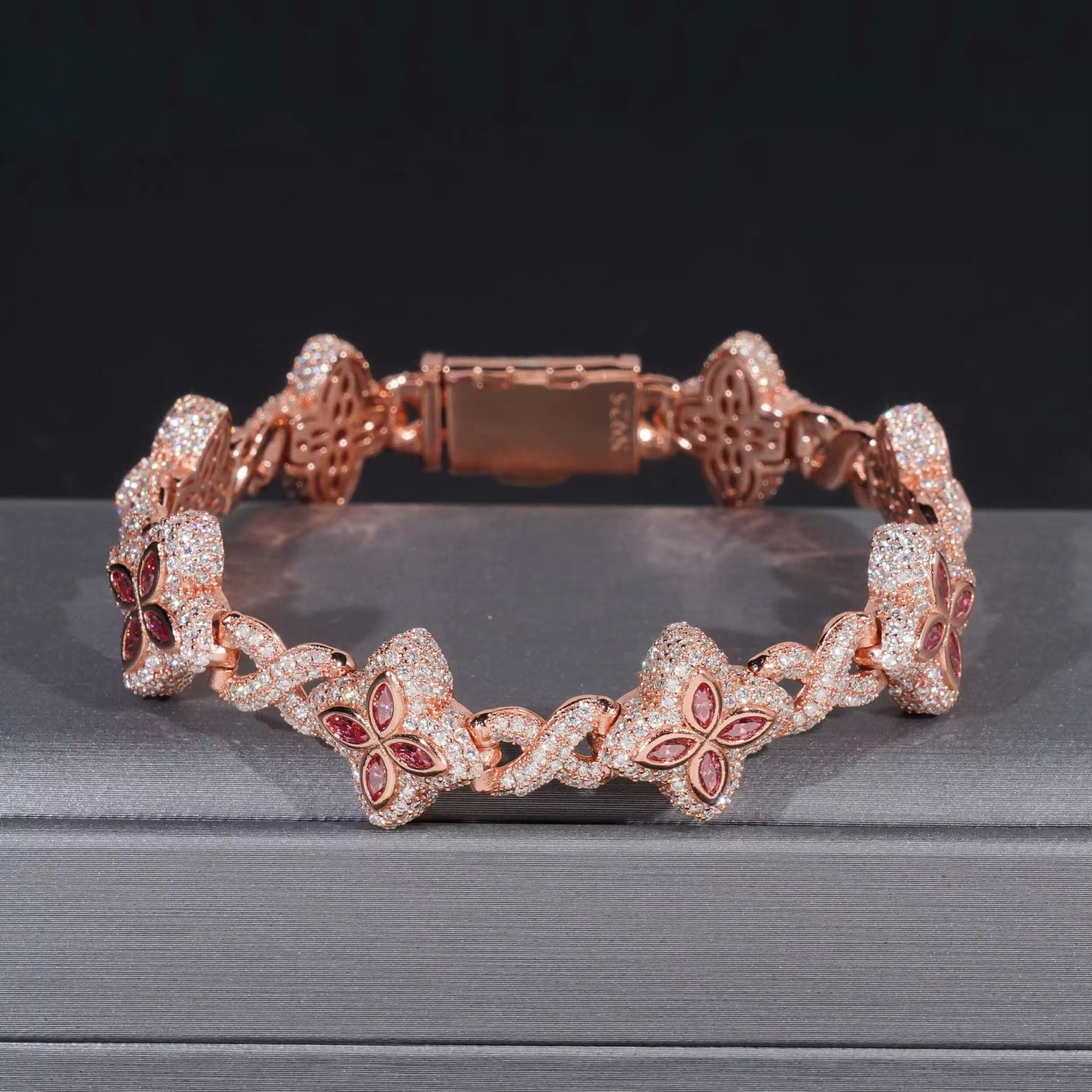 CLOVER LEAF BRACELET ICED OUT MOISSANITE
