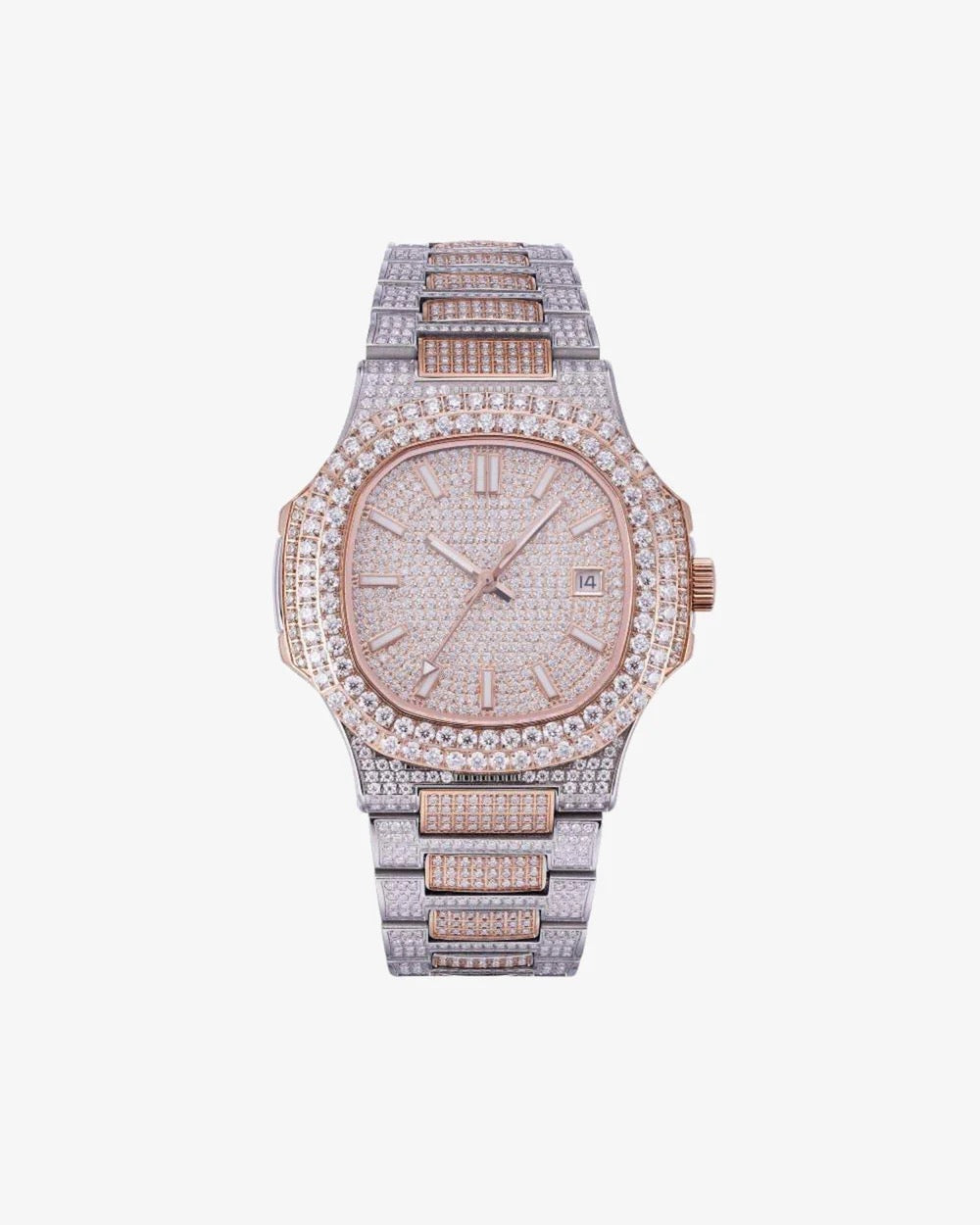CIRCLE FACE MOISSANITE WATCH 14K ROSE GOLD