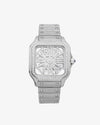 MOISSANITE SKELETON WATCH | 42MM | 14K WHITE GOLD | 14.1CT BUST DOWN