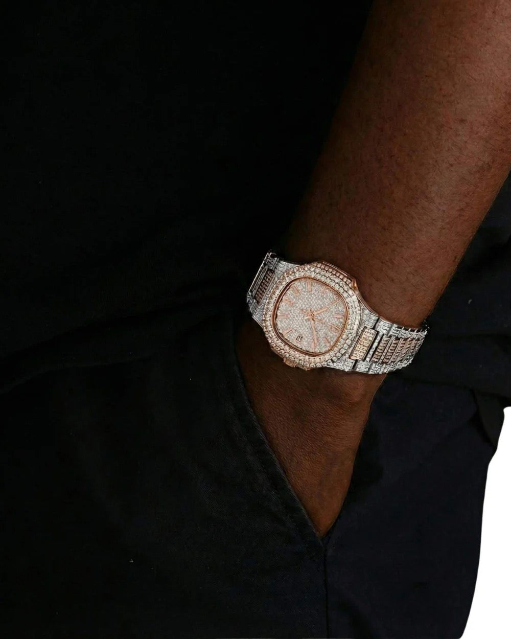 CIRCLE FACE MOISSANITE WATCH 14K ROSE GOLD