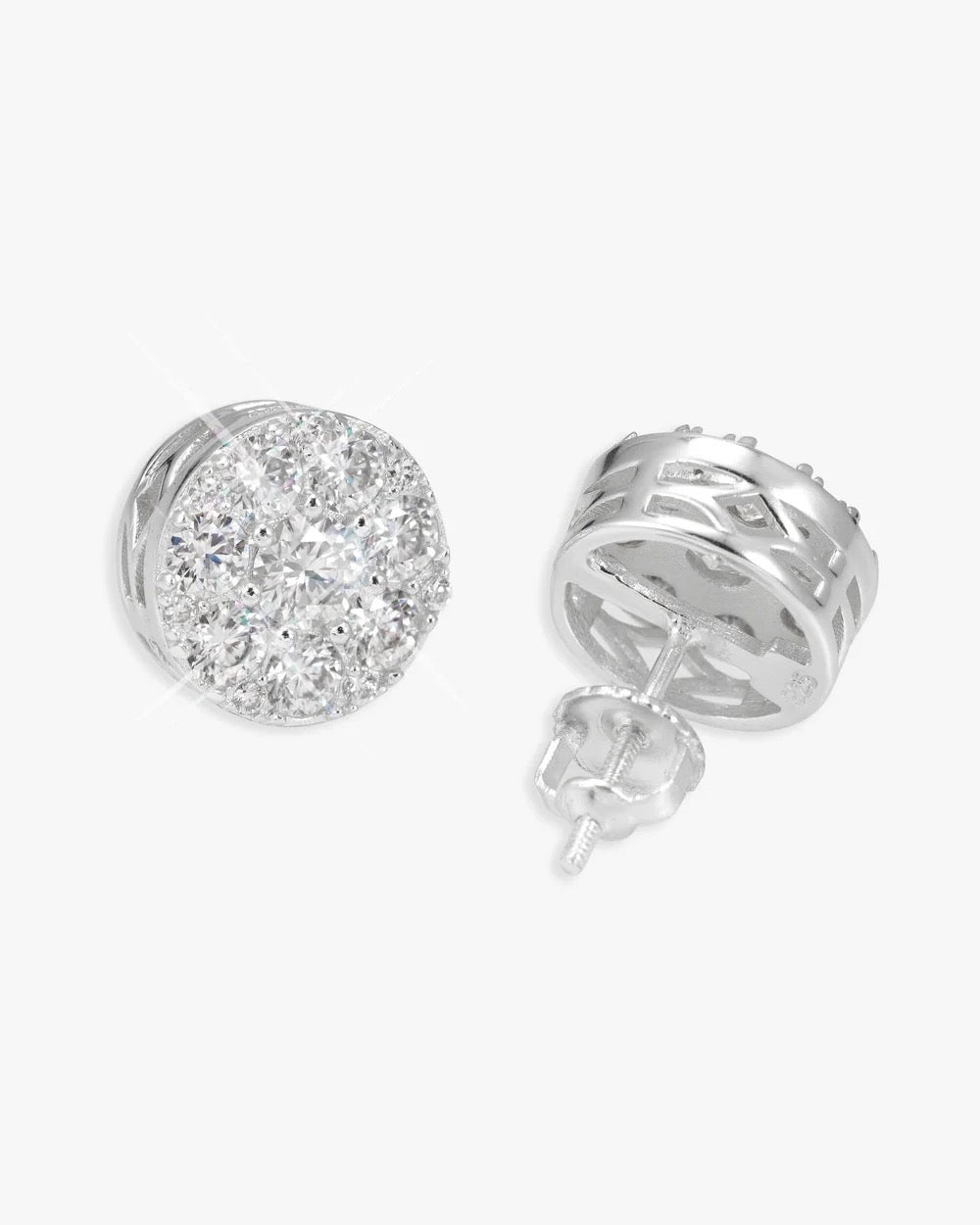 10MM MOISSANITE CLUSTER HALO STUD EARRINGS 14K GOLD