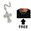 BIG CROSS PENDANT + FREE 4MM TENNIS CHAIN